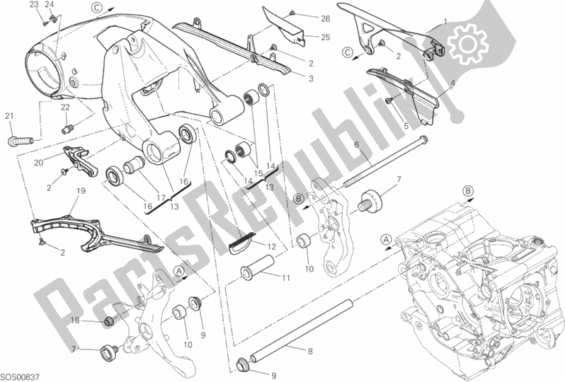 All parts for the 28a - Forcellone Posteriore of the Ducati Monster 1200 S 2018